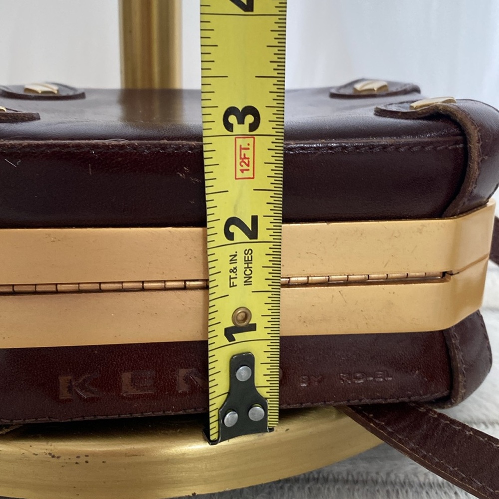 KENO by RO -EL Elegant Brown and Gold Box Crossbody 100% leather Handbag - Picture 14 of 16